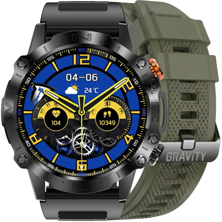 SMARTWATCH MĘSKI GRAVITY GT20-7 - AMOLED, DODATKOWY PASEK (sg024g)