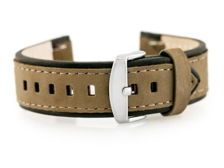 Kožený remienok W80 beige/black - 24mm