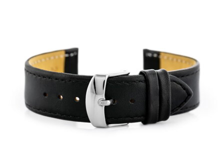 Pasek skórzany do zegarka W44L czarny - 22mm