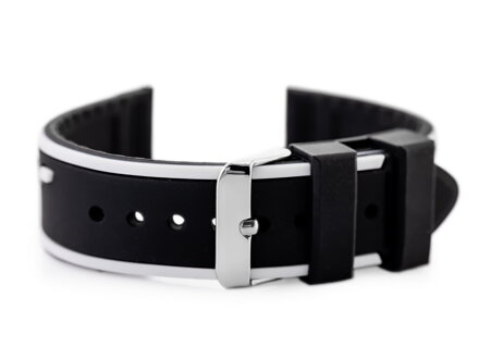 Gumový remienok na hodinky U06 - black/white - 20mm