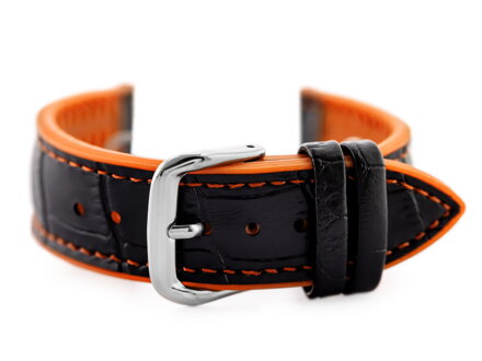Gumový remienok na hodinky U18 - black/orange - 20mm