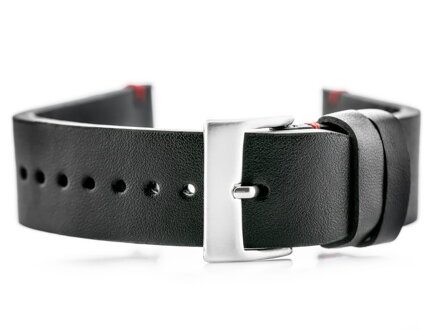 Kožený remienok W118 - black/red- 22mm