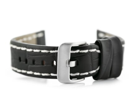 Kožený remienok W49 -  black/white- 22mm
