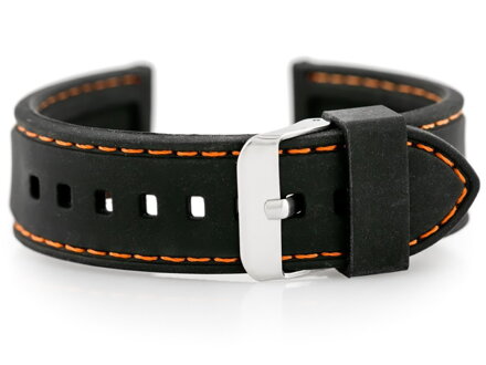 Gumový remienok na hodinky U20 - black/orange22mm