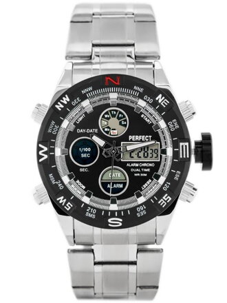 Hodinky pánske PERFECT ZEUS - A890 (zp257b) - silver/black