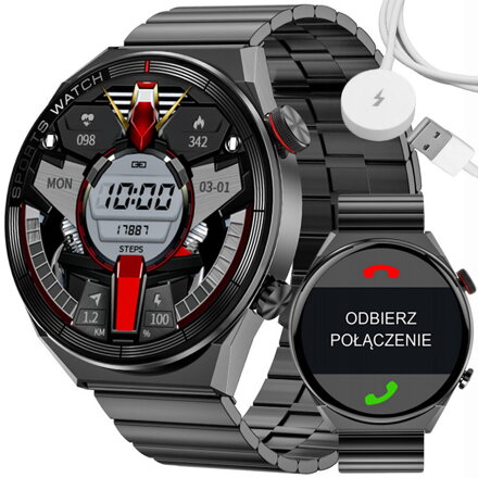 SMARTWATCH MĘSKI Rubicon RNCE99 - WYKONYWANIE POŁĄCZEŃ, ŁADOWANIE BEZPRZEWODOWE (sr046b)