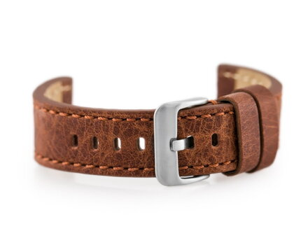 Kožený remienok W48 - PREMIUM - dark brown I - 22mm