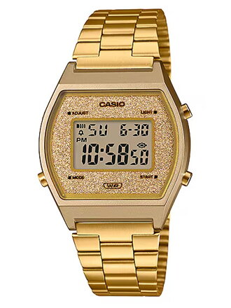 Unisex hodinky Casio Vintage so zlatým ciferníkom B640WGG-9EF