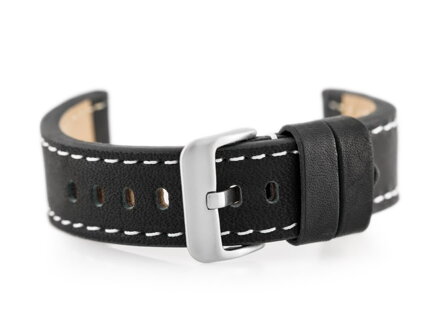 Kožený remienok W48 - PREMIUM - black/white- 20mm