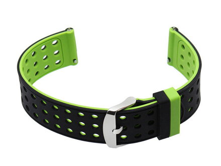 Gumový remienok na hodinky U12 - black/green - 22mm