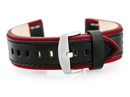 Kožený remienok W80 black/bordové 24mm