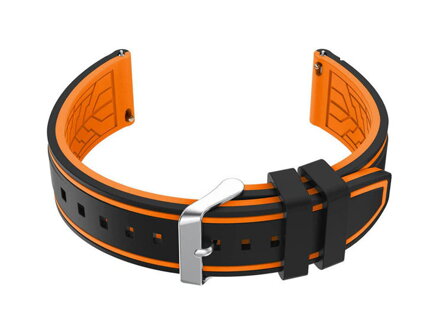 Gumový remienok na hodinky U14 - black/orange - 20mm