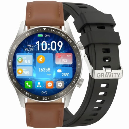 SMARTWATCH MĘSKI GRAVITY GT10-8 - AMOLED, DODATKOWY PASEK (sg046h)