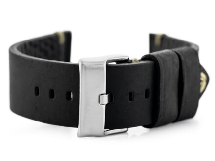 Kožený remienok W93 - black/beż 22mm