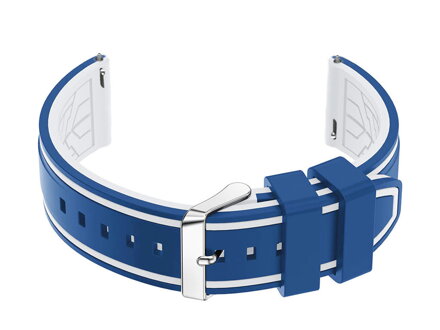 Gumový remienok na hodinky U14 - blue/white - 24mm