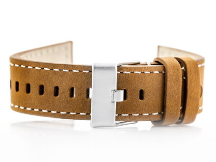 Kožený remienok W25 - camel/white- 24mm