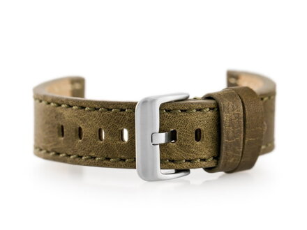 Kožený remienok W48 - PREMIUM - olivový - 22mm
