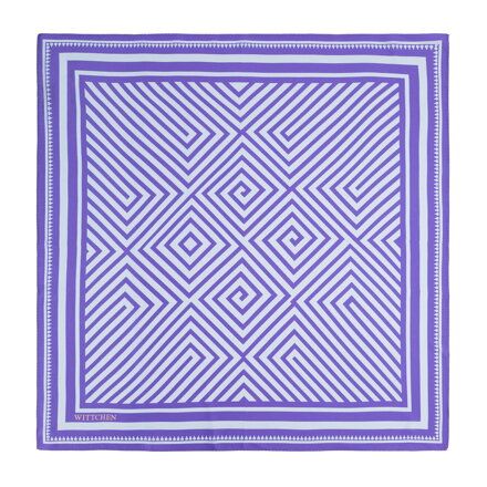 Apaszka damska z jedwabiu z geometrycznym wzorem niebieska 103-7D-S05-X47