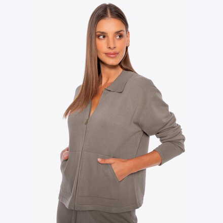 Rozpinana bluza damska ciemny beż 29-99-006-9