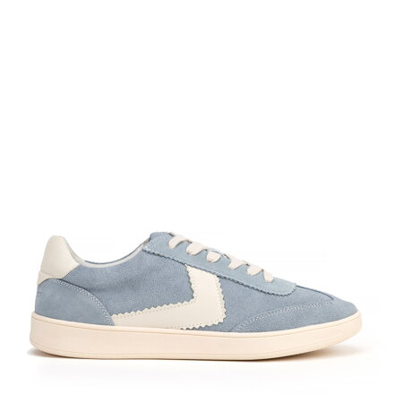 Zamszowe sneakersy ze wstawkami z ekoskóry niebieskie 100-D-350-7