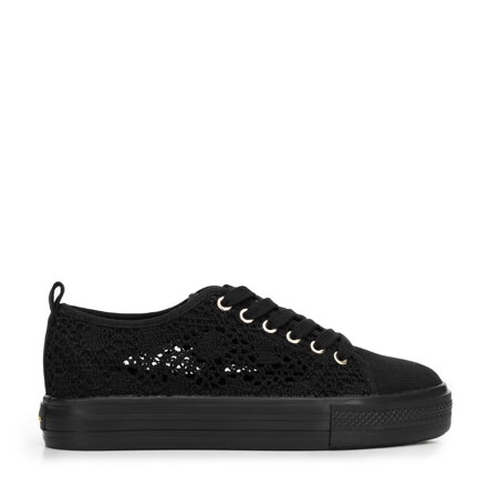 Damskie sneakersy ażurowe czarne 100-DP-802-1