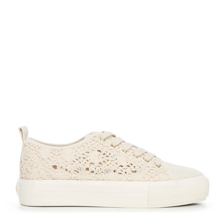 Damskie sneakersy ażurowe beżowe 100-DP-802-9
