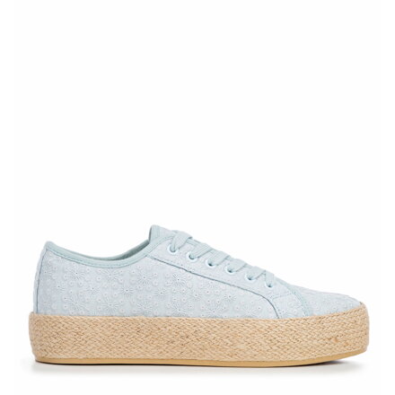 Damskie sneakersy na słomkowej podeszwie niebieskie 100-DP-803-N
