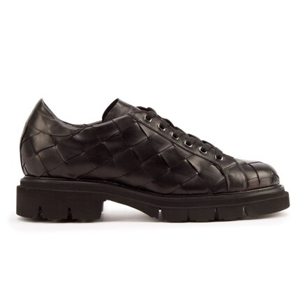 Damskie sneakersy w ozdobną plecionkę czarne 93-D-110-1