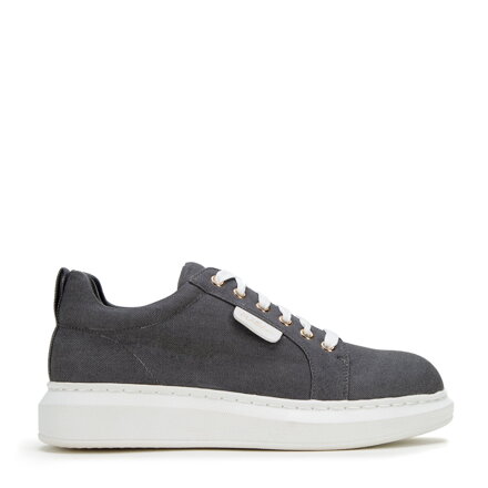 Damskie sneakersy dżinsowe na platformie ciemny szare 97-D-522-1