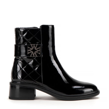 Damskie sztyblety skórzane pikowane czarno - srebrne 99-D-506-1L