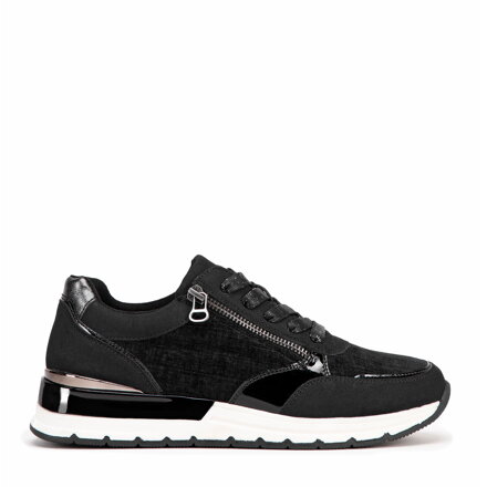 Damskie sneakersy z suwakiem na boku czarne 99-DP-401-1
