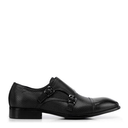 Double monki ze skóry naturalnej czarne 100-M-509-1