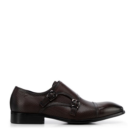 Double monki ze skóry naturalnej ciemny brąz 100-M-509-4