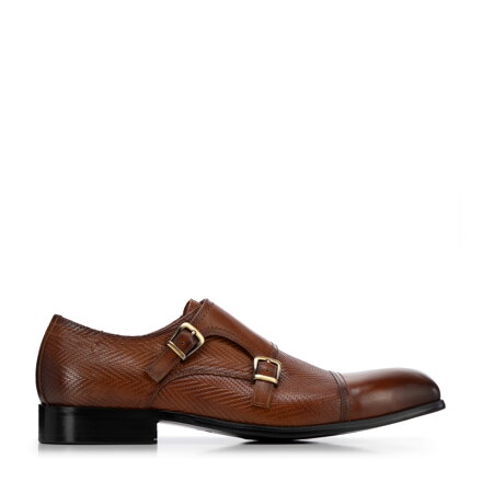 Double monki ze skóry naturalnej jasny brąz 100-M-509-5