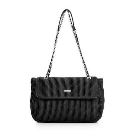 Crossbody z ekoskóry na łańcuszku czarna 99-4Y-634-1