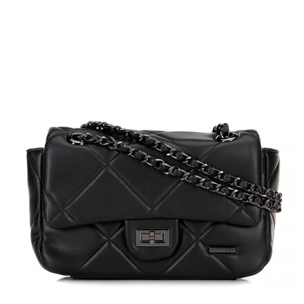 Crossbody z ekoskóry w geometryczne przeszycia czarna 99-4Y-627-1