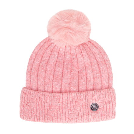 Czapka damska zimowa z pomponem różowa 101-HF-205-P