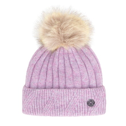 Czapka damska zimowa z pomponem fioletowa 101-HF-205-V