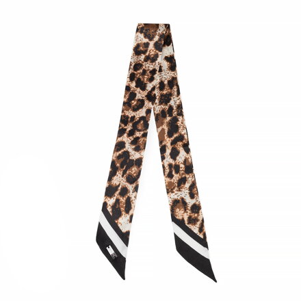 Dámska hodvábna šatka typu twilly v úzkom prevedení hnedo-čierna 103-7D-S03-X22