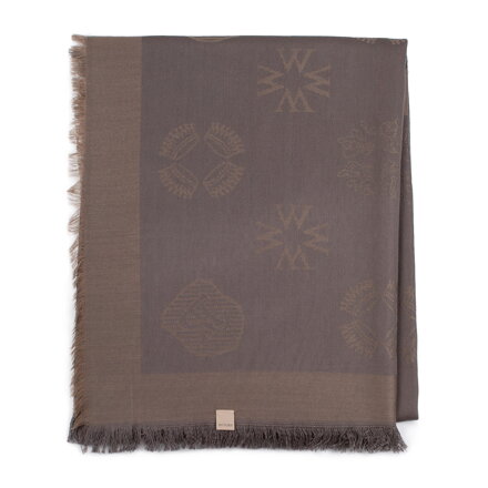 Damska chusta z bambusem tkana w monogram brązowa 97-7D-001-9