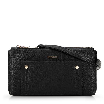 Damska crossbody dwukomorowa z kieszonką czarno - złota 29-4Y-604-1G