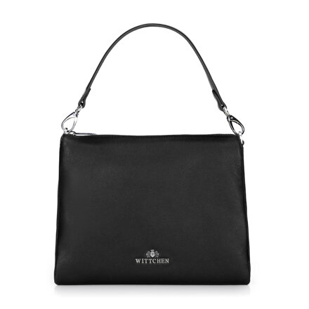 Damska crossbody trójkomorowa ze skóry czarna 100-4E-808-1