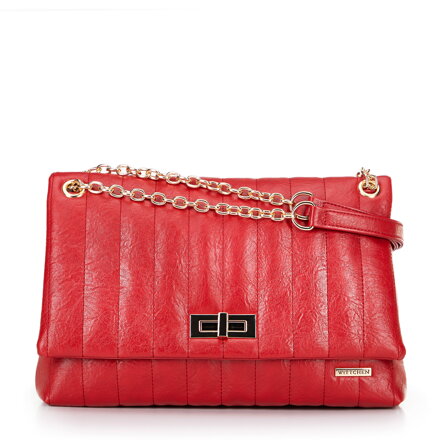Damska crossbody z ekoskóry dwukomorowa duża czerwona 100-4Y-418-3