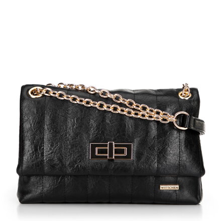 Damska crossbody z ekoskóry dwukomorowa mała czarna 100-4Y-419-1