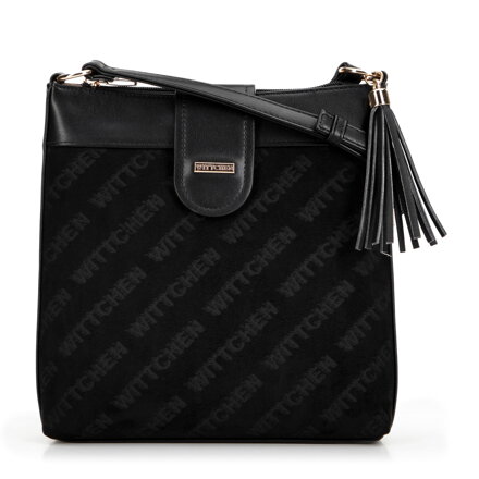 Dámska crossbody z ekokože s logom, čierna 99-4Y-521-1