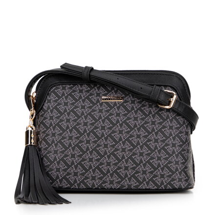 Dámska crossbody z ekokože s monogramom čierna 99-4Y-506-1