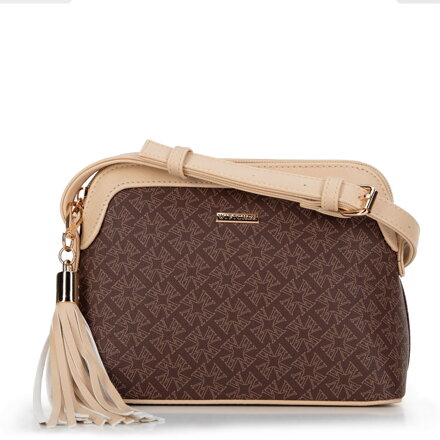 Dámska crossbody z ekokože s monogramom hnedá 99-4Y-506-4