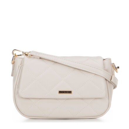 Damska crossbody z ekoskóry w przeszycia kremowa 29-4Y-609-0