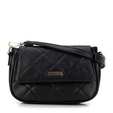 Damska crossbody z ekoskóry w przeszycia czarna 29-4Y-609-1