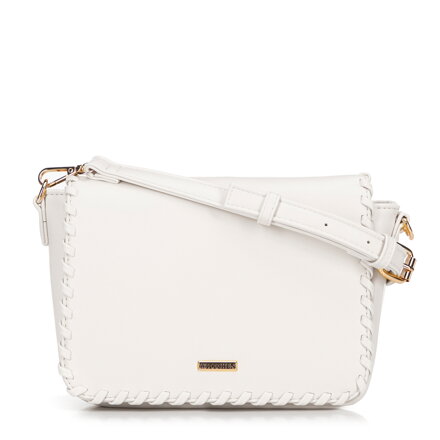Damska crossbody z obszytą klapą kremowa 100-4Y-235-0